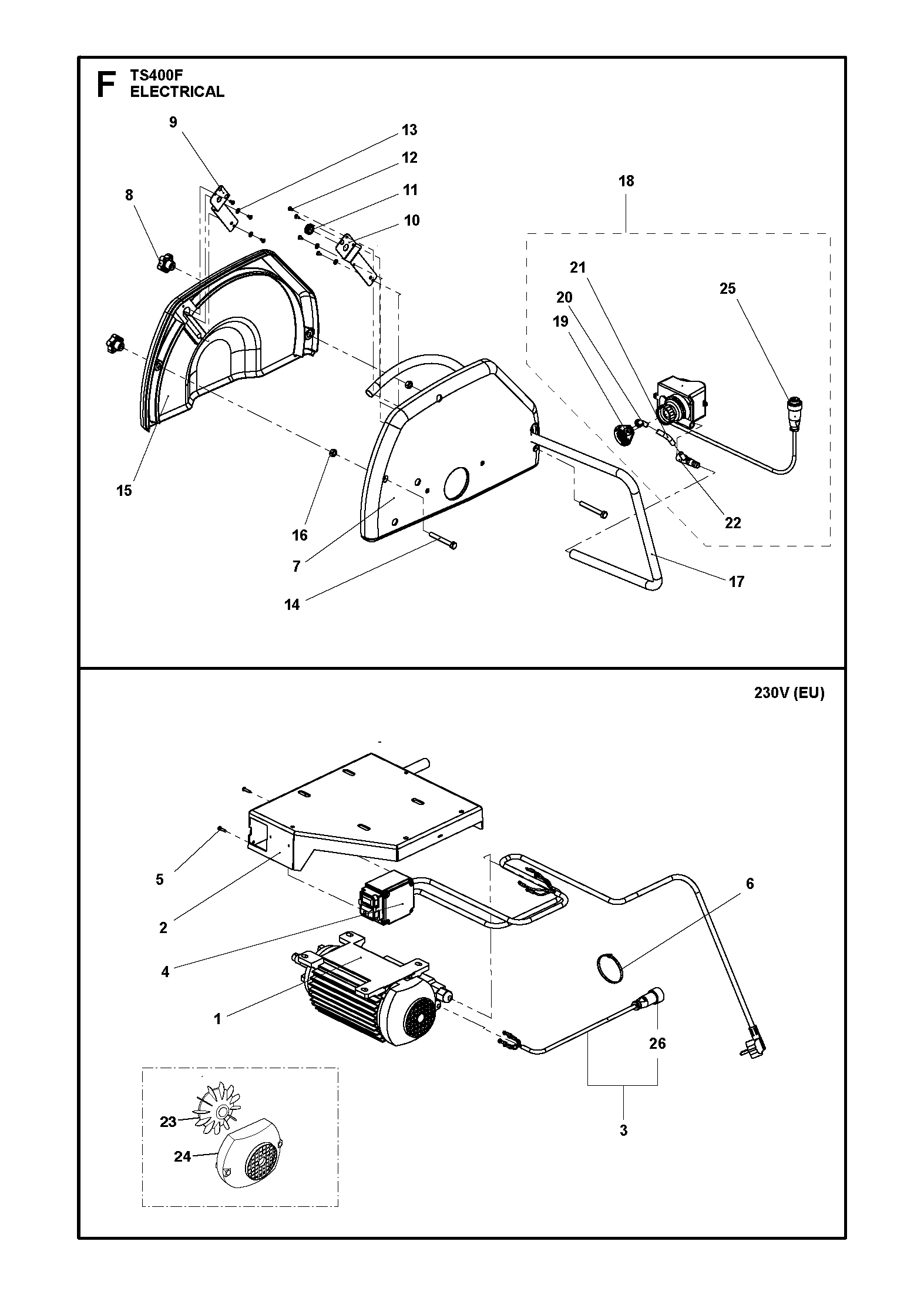 Электродвигатель Husqvarna TS 400 F / TS 350 E 5865960-01, изображение 2